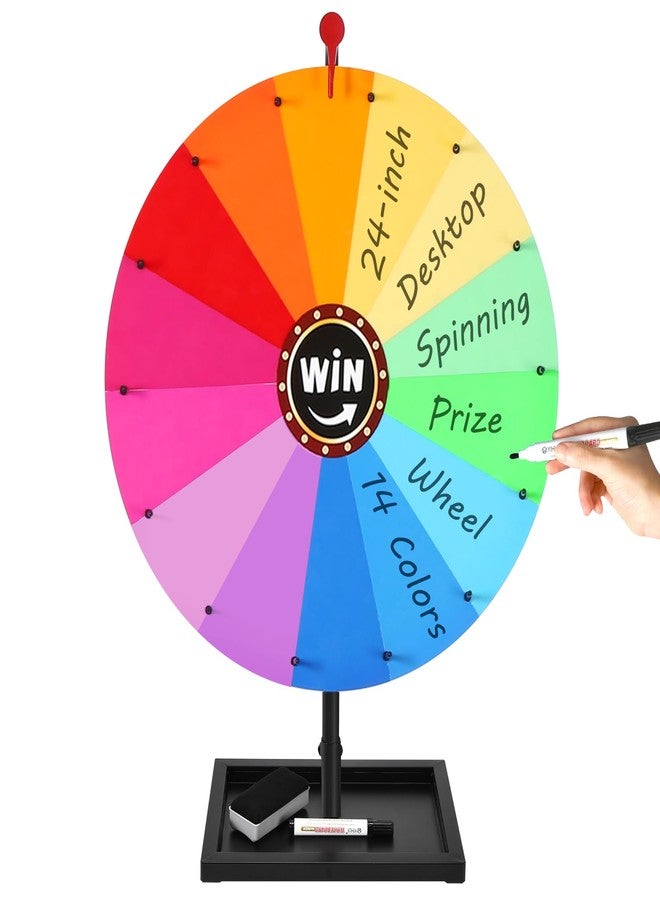GADFISH 24-inch Tabletop Spinning Prize Wheel, Spin Doodle Game Spinner, Storable Prize Wheel Spinner with Stand, Wheel of Fortune Game, Suitable for Family Games, Party Games, 14 Colors - Image 2